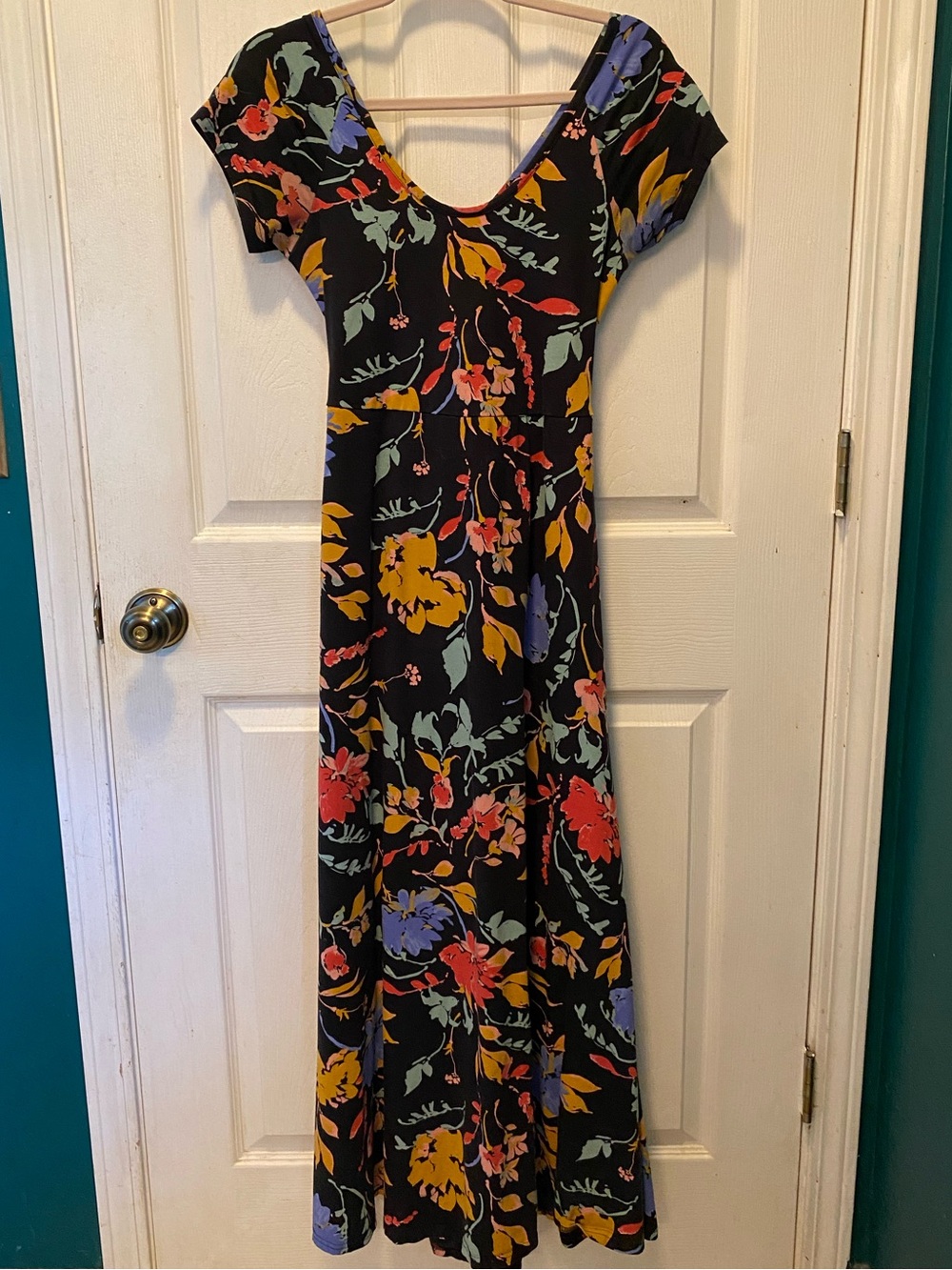Pact Fit & Flare Crossback Maxi Dress - Black Floral - Picture 4 of 6